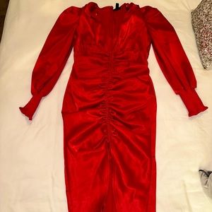 Red satin dress- FASHIONNOVA